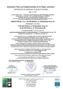 thumbnail of Świadectwo Zatwierdzenia Systemu Jakości nr 1_17